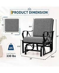 homfan Set of 2 Patio Glider, Outdoor Glider Chair with Removable Cushion and Heavy Duty Metal Frame for Garden or Yard