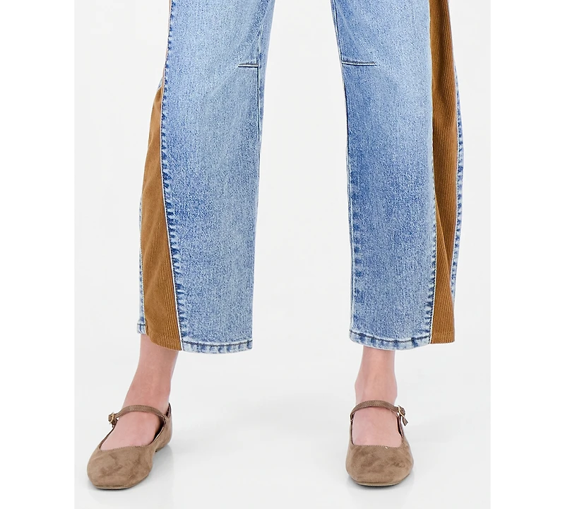 And Now This Women's Cord Trim Barrel Leg High-Rise Jeans, Macy's Exclusive