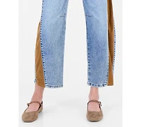 And Now This Women's Cord Trim Barrel Leg High-Rise Jeans, Macy's Exclusive