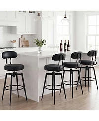 Slickblue Set of 2 Bar Stools Swivel Design with Faux Leather Cushion Seating