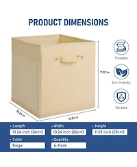 homfan 6-Pack Foldable Fabric Storage Bins with Faux Leather Handles, Cube Organizer Baskets for Shelves and Closet