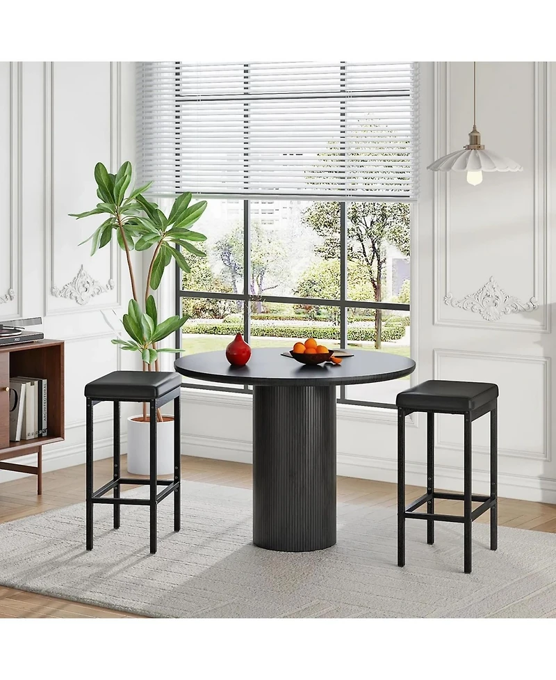 Slickblue Counter Height Bar Stools 2 Piece with Thick Padded Seat and Metal Base