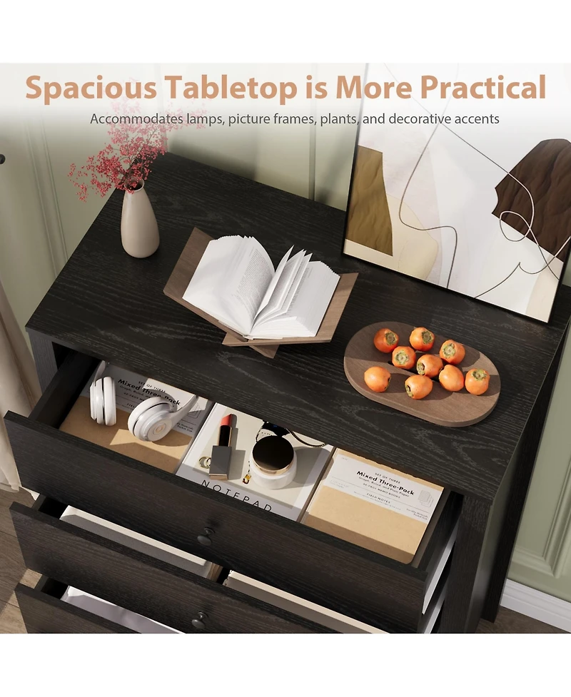 homfan Tall 5 Drawer Dresser with Deep Drawers and Metal Knobs for Bedroom, Entryway, Hallway