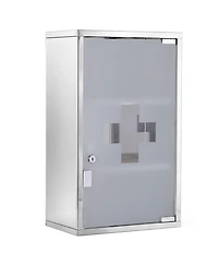 Midola 12" x 20" Lockable Medicine Cabinet, 3 Tier Stainless Steel Medical Wall Box with 2 Keys and Shelves for Bathroom