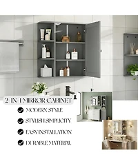 Phying Bathroom Wall Storage Cabinet with Mirror, Medicine Cabinet with Adjustable Wood Shelf and Doors, Mounted Storage Cabinets