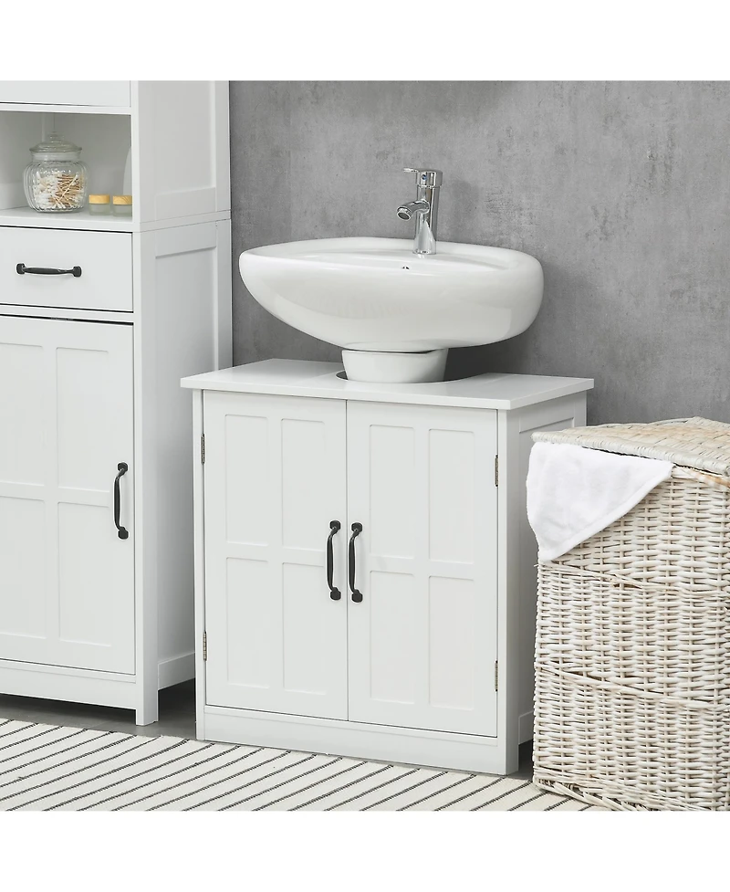 Midola Bathroom Sink Cabinet, Pedestal Sink Cabinet with Adjustable Interior Shelf, U-Shaped Cutout for Bathroom