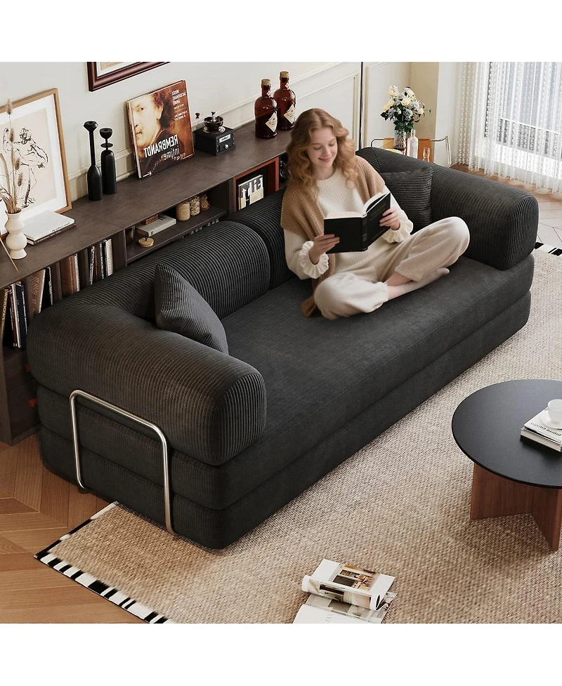 Maison Boucle Modular Sofa Bed Convertible Floor Couch Corduroy Sleeper Futon