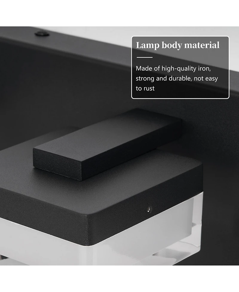 Midola Modern Led Vanity Light for Bathroom Transparent Acrylic Matt Black 3 Light Over Mirror Vanity Light