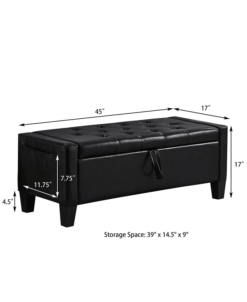 sumyeg Pu Storage Ottoman Bench with Safety Hinge, Upholstered Entryway Seating, 350 lb.Capacity