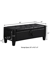 sumyeg Pu Storage Ottoman Bench with Safety Hinge, Upholstered Entryway Seating, 350 lb.Capacity