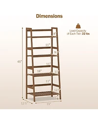 Gymax 4-Tier Bamboo Ladder Shelf Plant Display Stand Rack Bookshelf