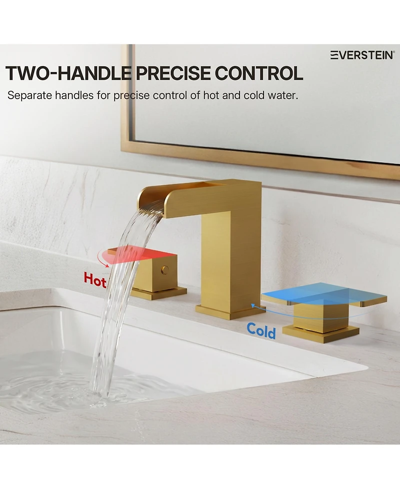 Everstein Widespread Bathroom Faucet 3 Hole, 2-Handle Sink with Drain Assembly