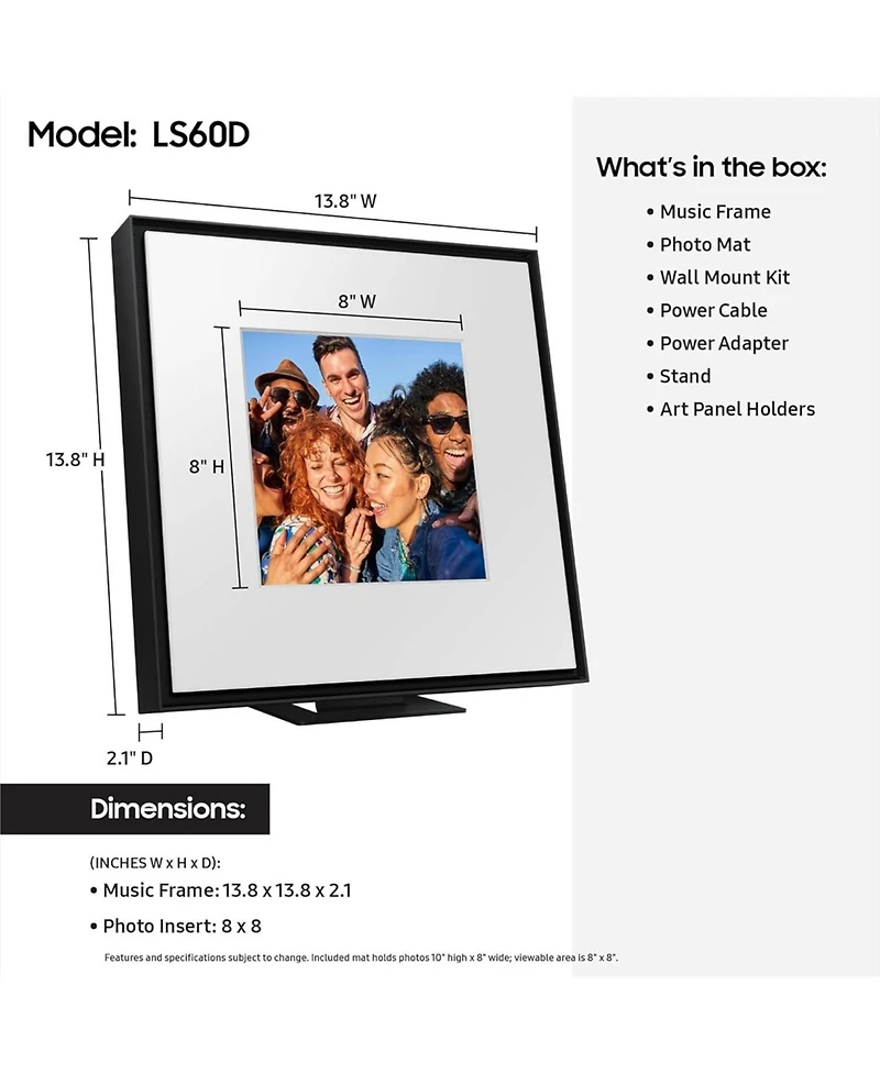 Samsung QN43Q7FAAFXZA 43 Inch Qled Q7F 4K Vision Ai Smart Tv with a Samsung Hw-LS60D 2.0 Channel Photo Frame Speaker with Dolby Atmos (2025)