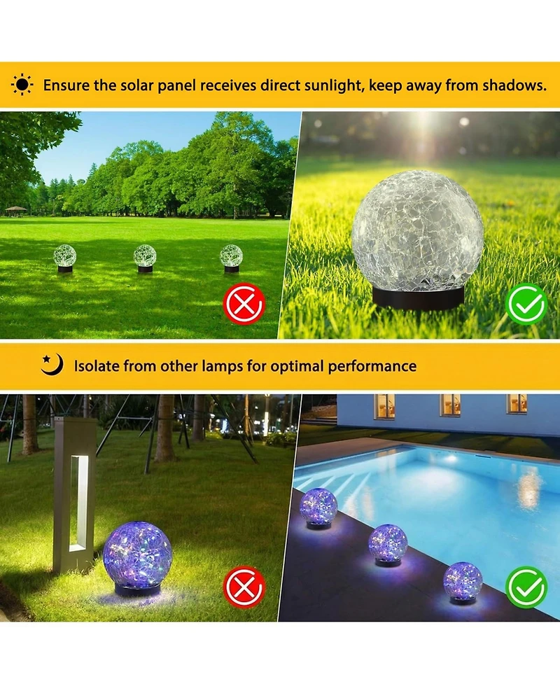 Cowin Solar Globe Lights 4 Pack Glass Ball Outdoor Waterproof Balls