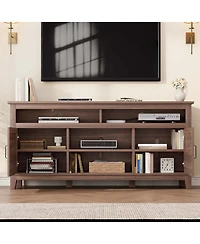 homfan Tv Stand for 63 Inch, Entertainment Center with Adjustable Shelves, Farmhouse Cabinet Doors ,for Living Room, Bedroom