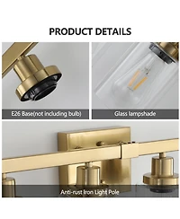 Midola 24" 4-Light Vanity Light with Clear Glass Shades, Modern Iron Metal Bathroom Wall Fixture for Mirror, Ideal for Bathroom and Dressing Table