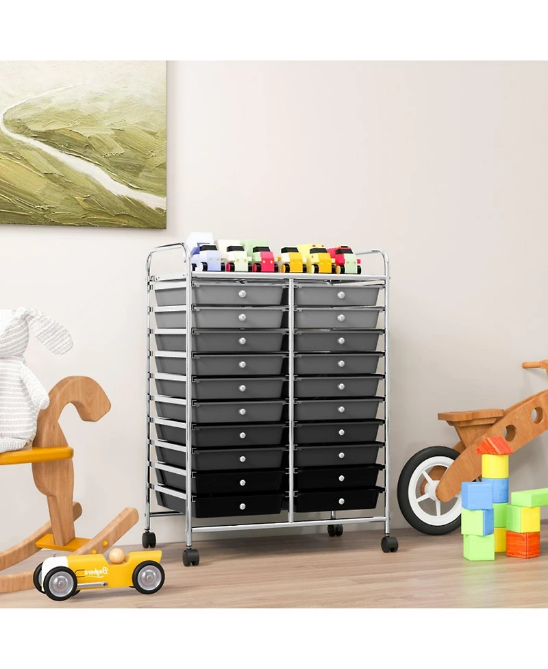 Gouun 20-Drawer Rolling Storage Cart Studio Organizer
