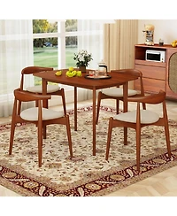 Gymax 43 Inch Rectangular Wooden Dining Table for 2 to 4 People with Rubber Wood Legs