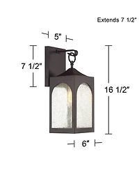 Possini Euro Design Tyne Modern Outdoor Wall Light Fixtures Set of 2 Metal 16 1/2inch Seedy Glass for Post Exterior Barn Deck House