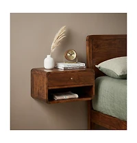 HomeRoots 18" Chestnut Solid Wood One Drawer Floating Nightstand