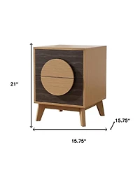 HomeRoots 21" Solid Wood Square Two Drawer Nightstand
