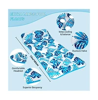 Cowin Inflatable Pool Float Mat 73"x34" Adult Lounger with Headrest Lounge Chair Floating