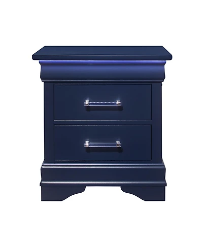 HomeRoots 24" Wood Lighted Two Drawer Nightstand