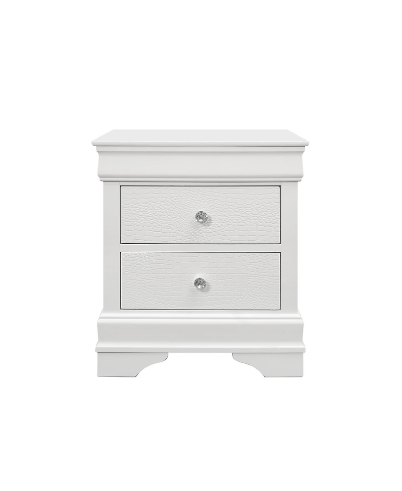 HomeRoots 24" Wood Shagreen Two Drawer Nightstand