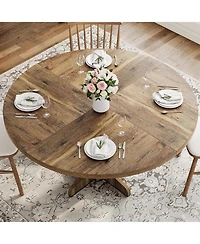 homfan Modern 47 Inch Round Dining Table for 4 to 6, Sturdy Wooden Base, Easy Assembly, for Kitchen, Dining Room or Living Room