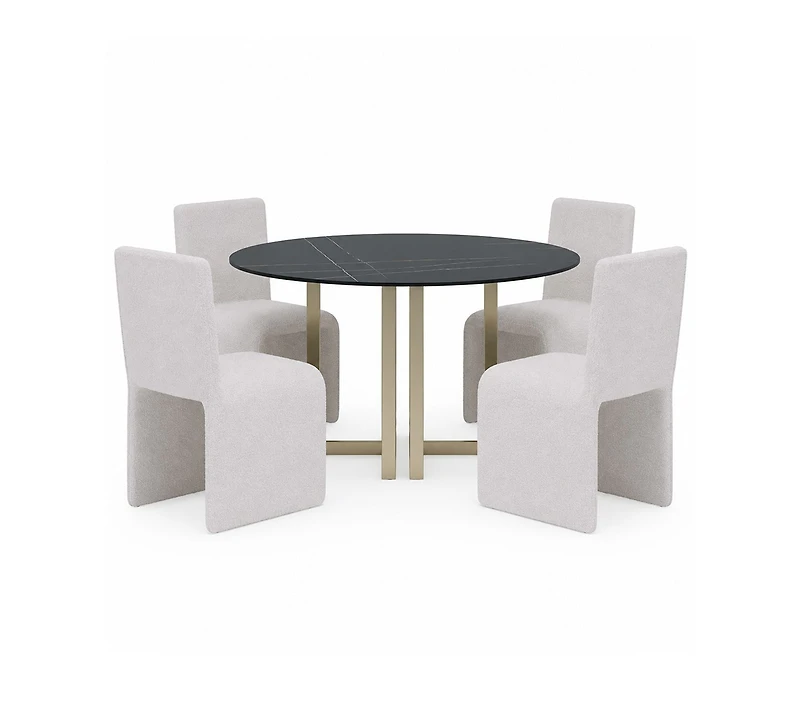 Furniture Emila 5-Pc. Dining Set (Round Table & 4 Upholstered Chairs)