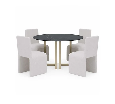 Furniture Emila 5-Pc. Dining Set (Round Table & 4 Upholstered Chairs)