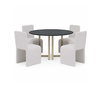 Furniture Emila 5-Pc. Dining Set (Round Table & 4 Upholstered Chairs)