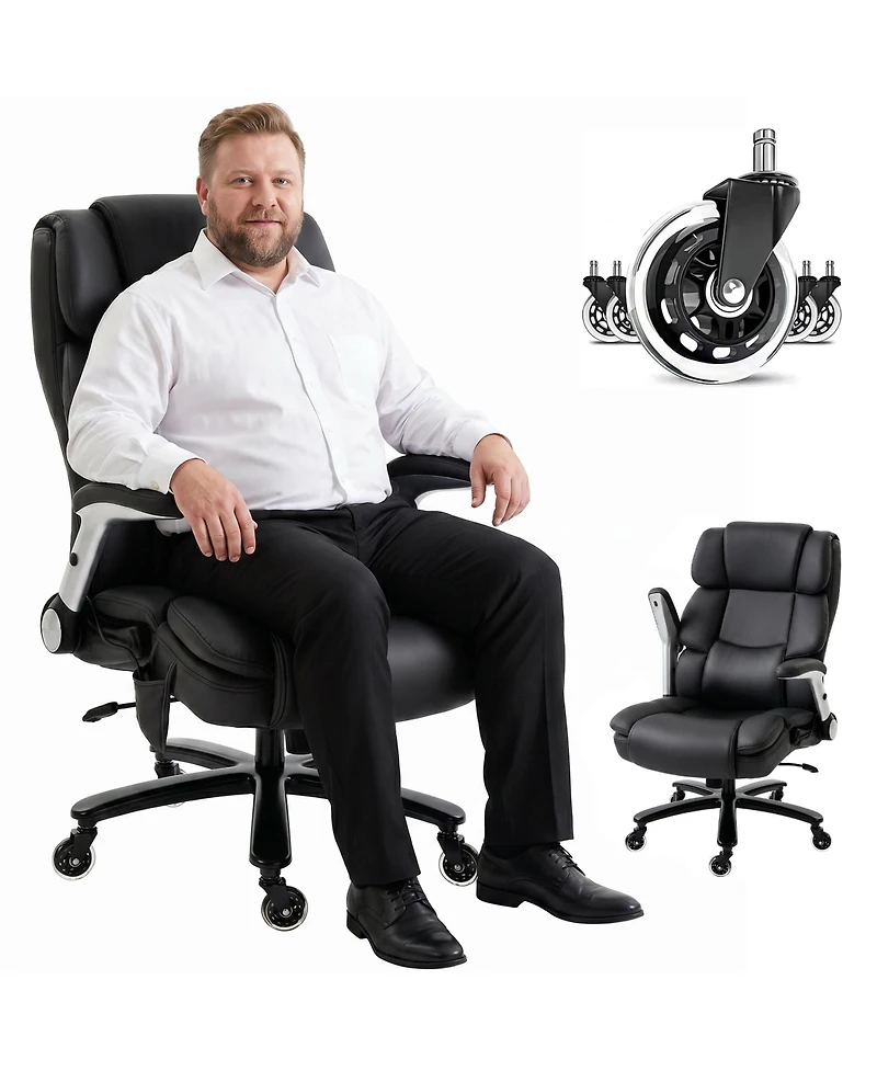 Homcom 400LBS Office Chair with Airbag Lumbar Support, Desk