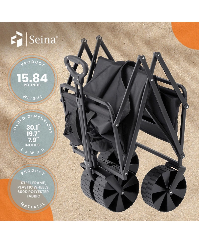 Seina 150lb Capacity Collapsible Steel Frame Outdoor Utility Wagon Cart