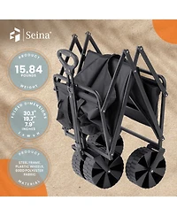 Seina 150lb Capacity Collapsible Steel Frame Outdoor Utility Wagon Cart