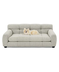 Zeny Bark Stylish Mid-Century Pet Couch for Large Dogs, Durable Woven Fabric and Joint Support Cushion