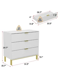 Homsee 3-Drawers Wood Chest of Drawers Dresser