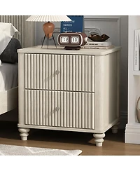 Streamdale Furniture Fluted 3-Drawer Nightstand Set 21.65'' Wide Mid-Century Modern Bedside Table
