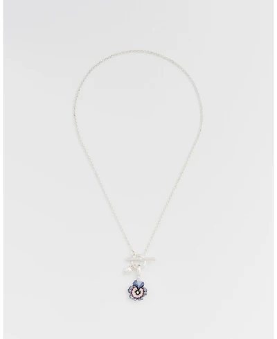 Fable England Pansy and Pearl Toggle Necklace