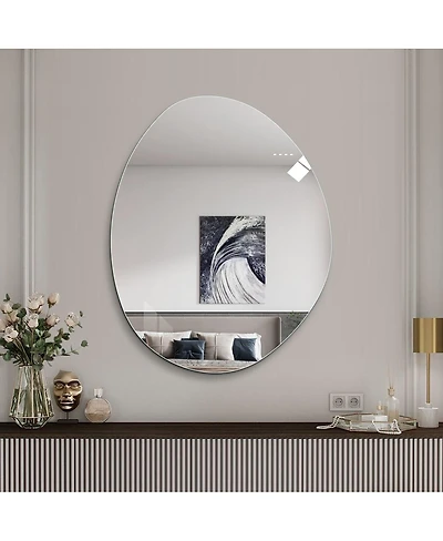 Laoties Modern Asymmetrical Wall Mirror, Hd Copper-Free Vanity Mirror for Bathroom, Living Room and Entryway