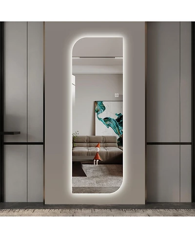Laoties 65" x 21" Irregular Led Full Length Wall Mirror with Light, Modern Vanity Mirror for Bedroom and Dressing Room