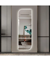 Laoties 65" x 21" Irregular Led Full Length Wall Mirror with Light, Modern Vanity Mirror for Bedroom and Dressing Room