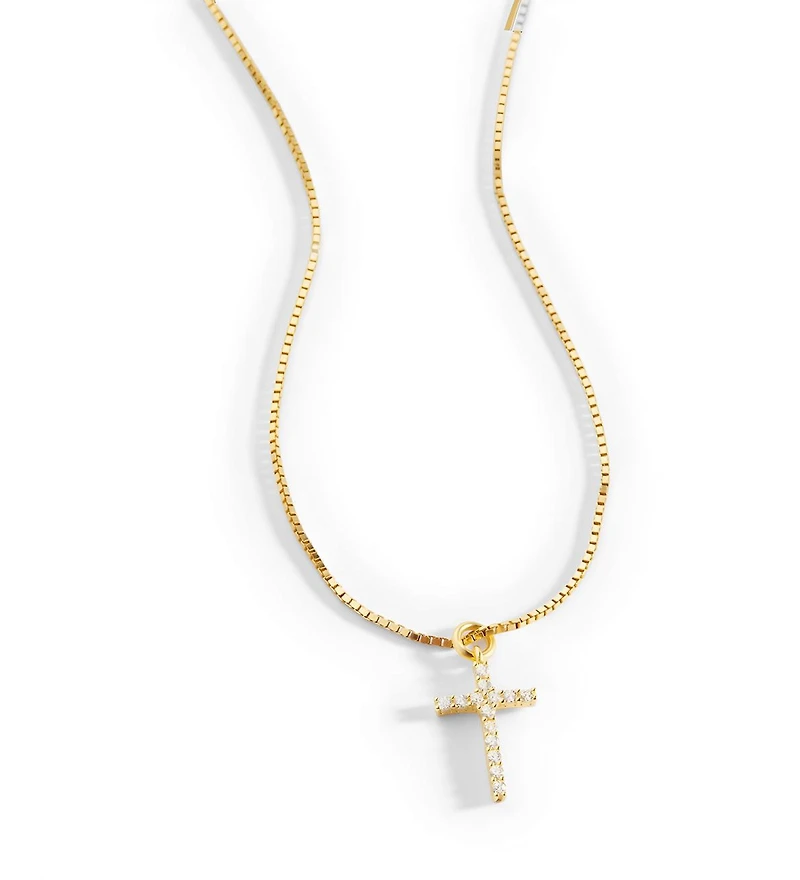 Mint & Lily Pave Cross Necklace in 18k Gold Plated Sterling Silver
