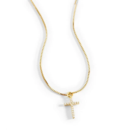 Mint & Lily Pave Cross Necklace in 18k Gold Plated Sterling Silver