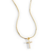 Mint & Lily Pave Cross Necklace in 18k Gold Plated Sterling Silver
