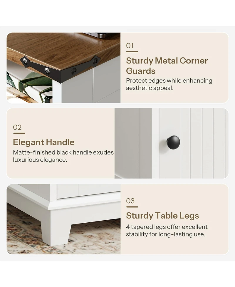 Slickblue Narrow Side Table with Built-In Charging Station for Living Room