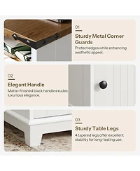 Slickblue Narrow Side Table with Built-In Charging Station for Living Room