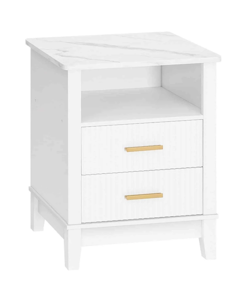 Slickblue Nightstand with 2 Drawers, Led Light Strip and Storage End Table