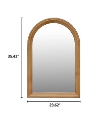 Laoties 24" x 35" Arched Wood Wall Mirror, Rustic Bathroom Vanity Mirror for Entryway, Bedroom and Living Room