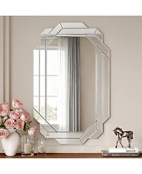 Laoties 36" x 24" Frameless Wall Mirror, Beveled Bathroom Vanity Mirror for Bedroom, Living Room and Entryway